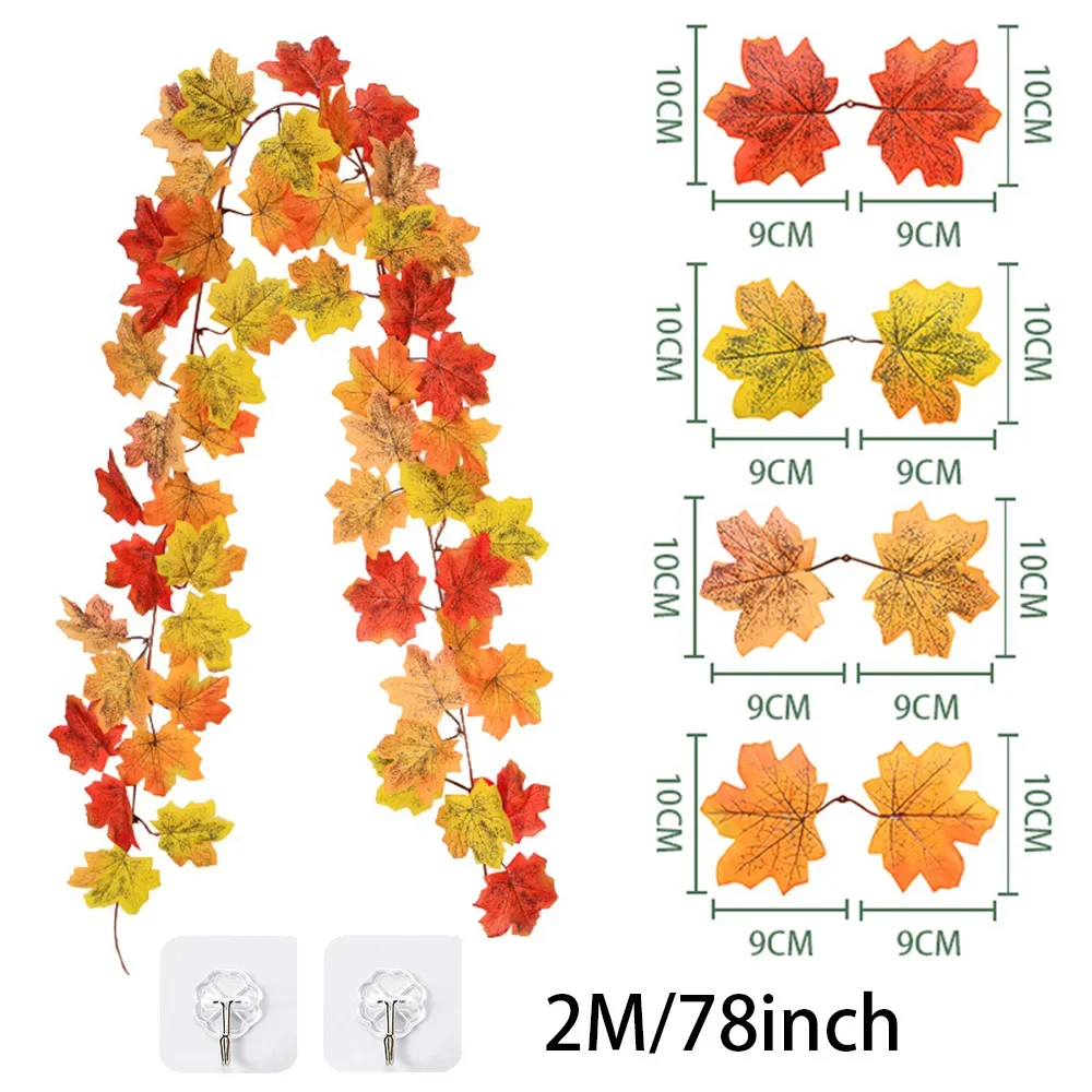 Autumn Maple Leaf Garland with Artificial Fall Foliage