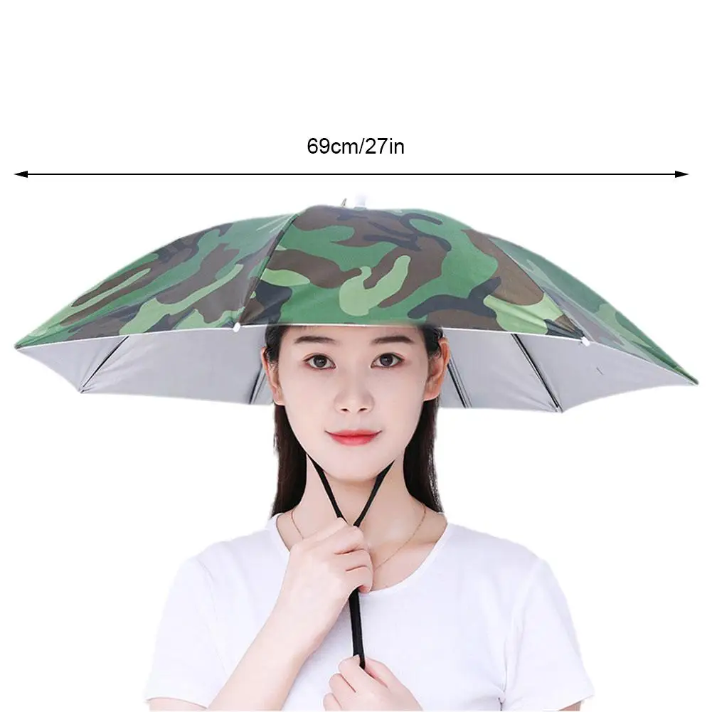 야외 휴대용 자외선 차단 낚시 우산 모자, 머리 장착형 햇빛 가리개 모자 (낚시, 하이킹, 캠핑용)