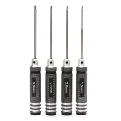 Premium Titanium Nitride Hex Driver Wrench Screwdriver Set - 1.5mm to 3.0mm - Four pieces (Black)