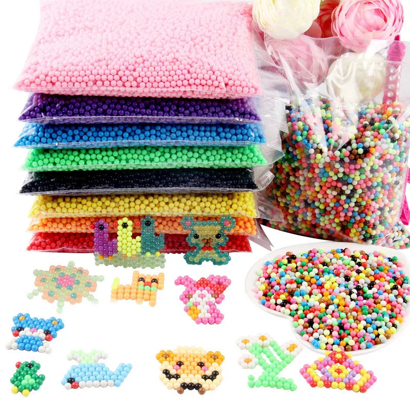300개/팩 DIY 퓨즈 비즈 3D 매직 워터 크리에이티브 비즈 세트 펜 집게 페그보드 키트 액세서리 소녀 어린이 장난감