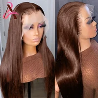 Perruque de cheveux humains lisses brun chocolat de 36 pouces, avec dentelle frontale 13x4 et dentelle frontale HD transparente 13x6, pré-épilée pour femmes - En promotion 2