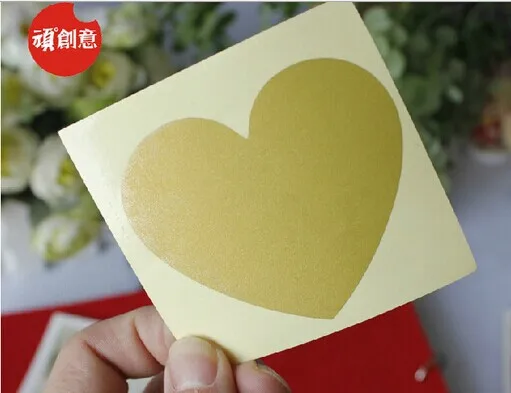 50pcs Scratch Off Stickers Label 60x70mm Love Heart Shape Red Gold