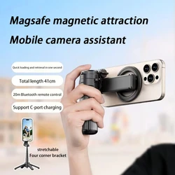 Multifunctional Magnetic Mini Selfie Stick with Wireless Bluetooth and 360° Rotation (Black)