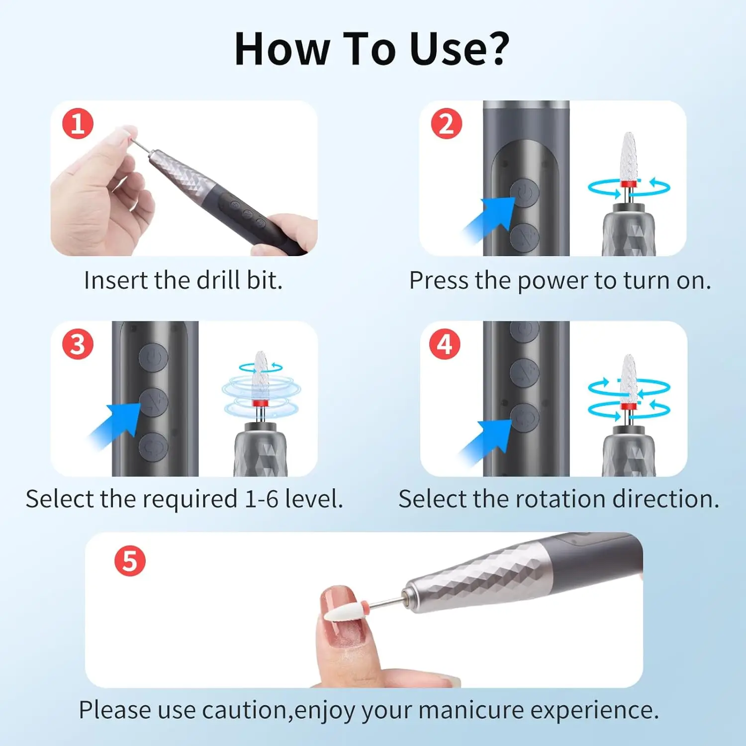 Electric Nail Drill Cordless Nail File Manicure Pedicure Kit for Acrylic Gel Nails Professional Nail Grinder for Home Salon Use