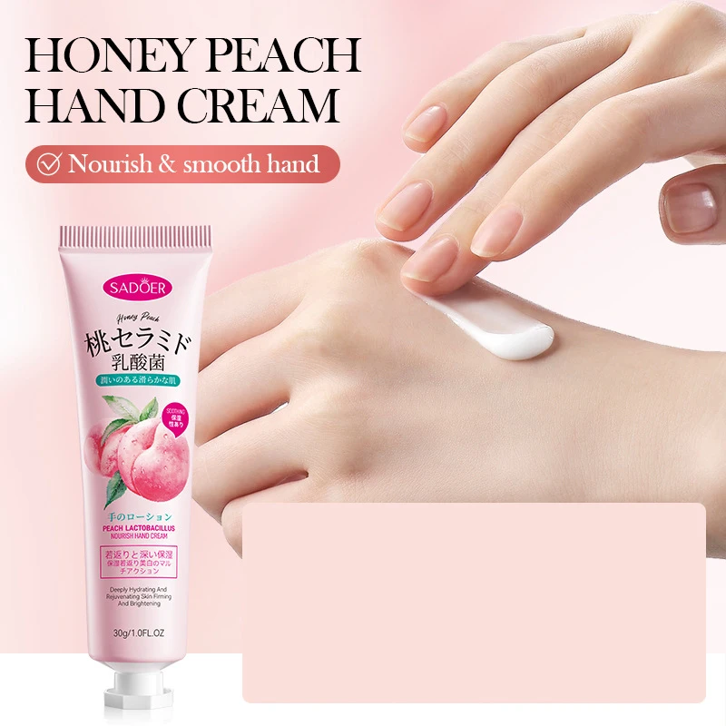 3/5pcs SADOER Peach Lactobacillus Hand Cream Anti-Drying Crack Moisturizing Brightening Repairing Hand Creams Hands Skin Care
