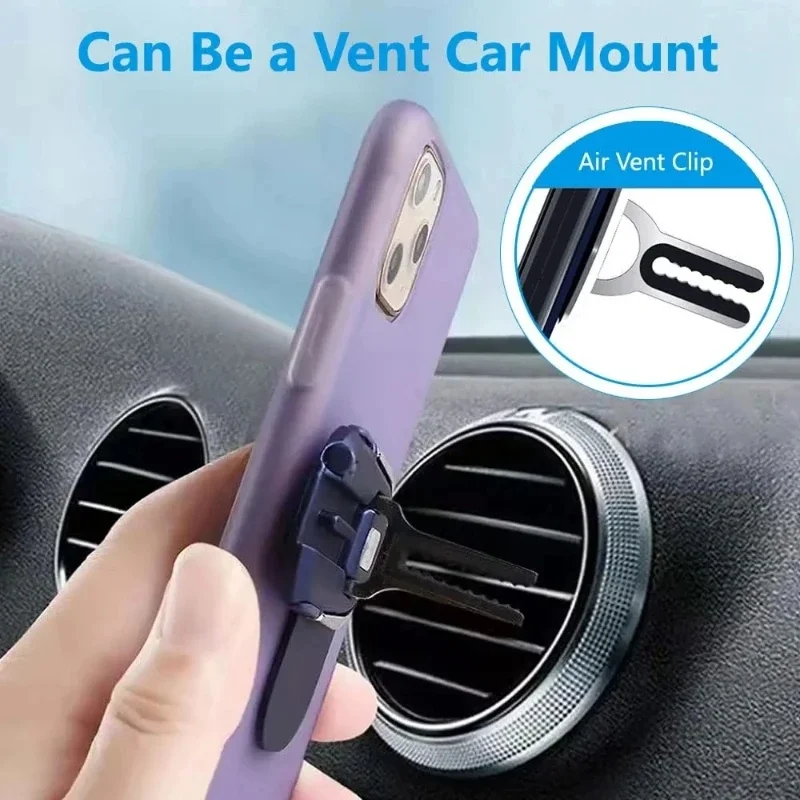 2-in-1 Finger Ring Bracket Car Air Vent Folding Phone Holder 360