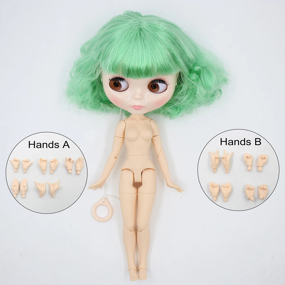 Neo Blythe Doll with Green Hair, White Skin, Shiny Cute Face & Custom Jointed Body 1