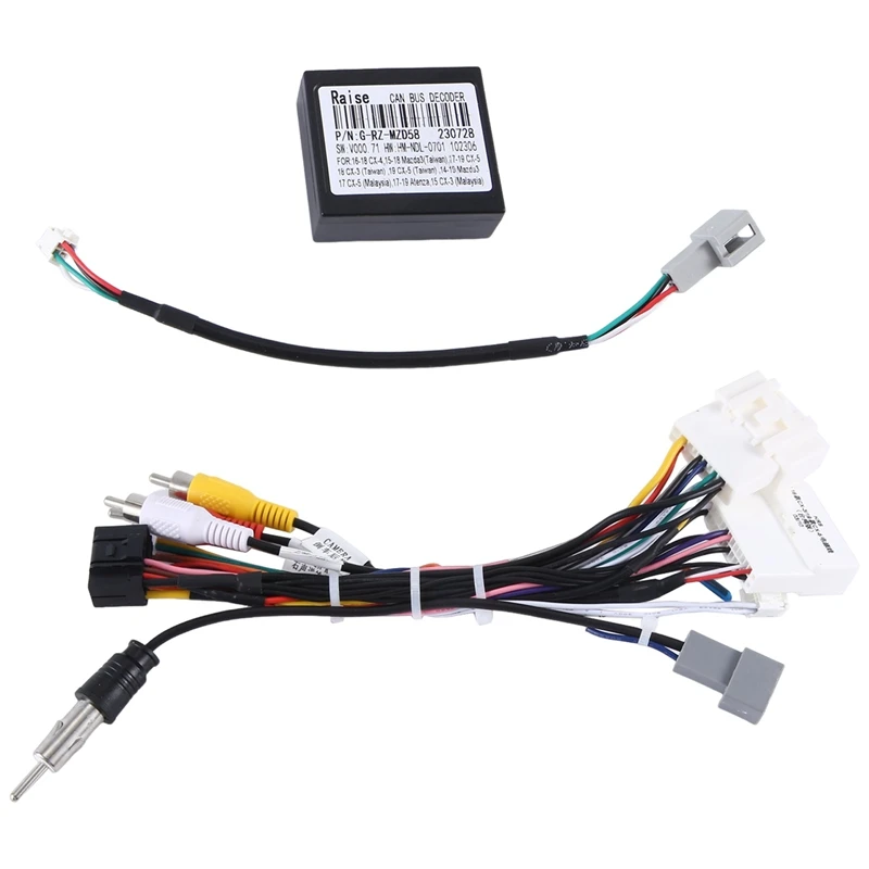 

Car Radio Cable Adapter Android Wiring Harness Power Connector Socket With CAN Bus Decoder Parts Accessories For Mazda CX-3 CX-5