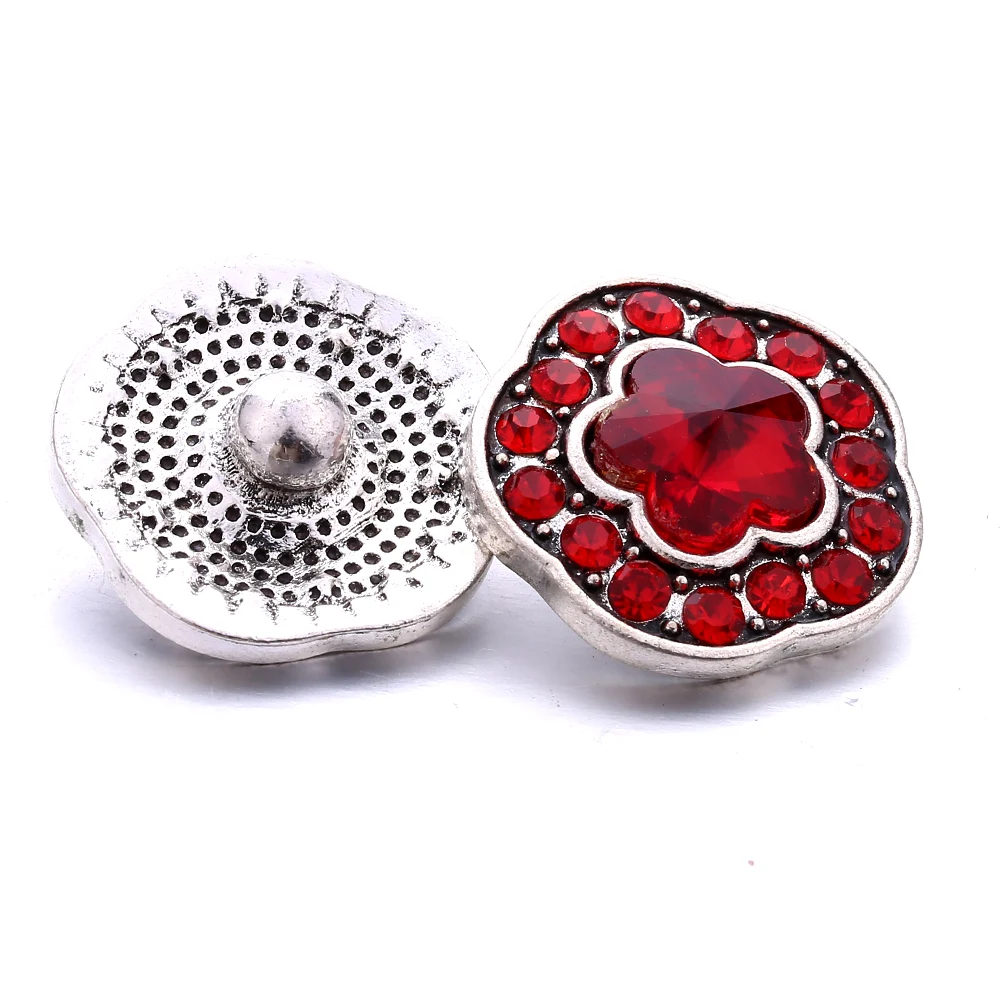 20pcs Vintage Crystal Flower 18mm Metal Snap Buttons Fit Snaps Bracelet Necklace Ginger Jewelry