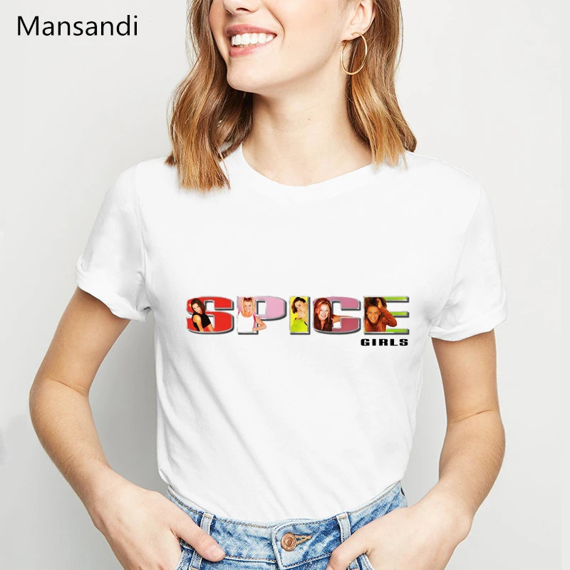 Spice Girls womens T Shirts summer 2021 white tshirt femme harajuku shirt camisetas mujer female t-shirt  drop shipping jiak fashion tshirt women t shirts print angel tops femme clothes female t shirt harajuku summer 90s tshirt streetwear t shirts