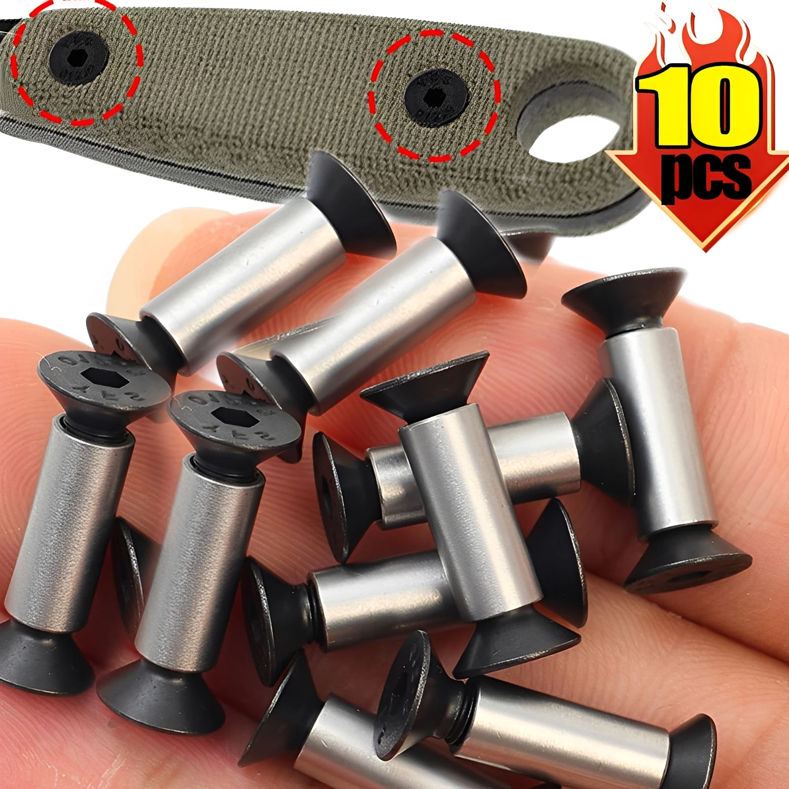 10/2 Stück Messergriff-Bolzen, Nieten, Schrauben, Befestigungsmuttern, DIY-Bastelmaterial, Sechskant-Messerschrauben-Set für 5mm-Loch – Detail 3
