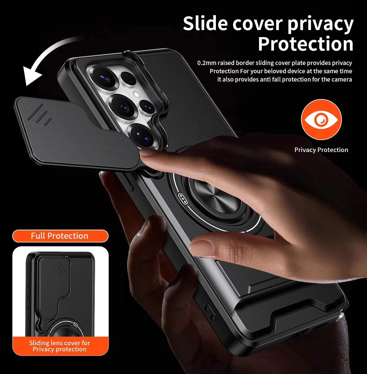 Shockproof Magnetic Phone Case with Slide Camera Protection and Upright Kickstand
