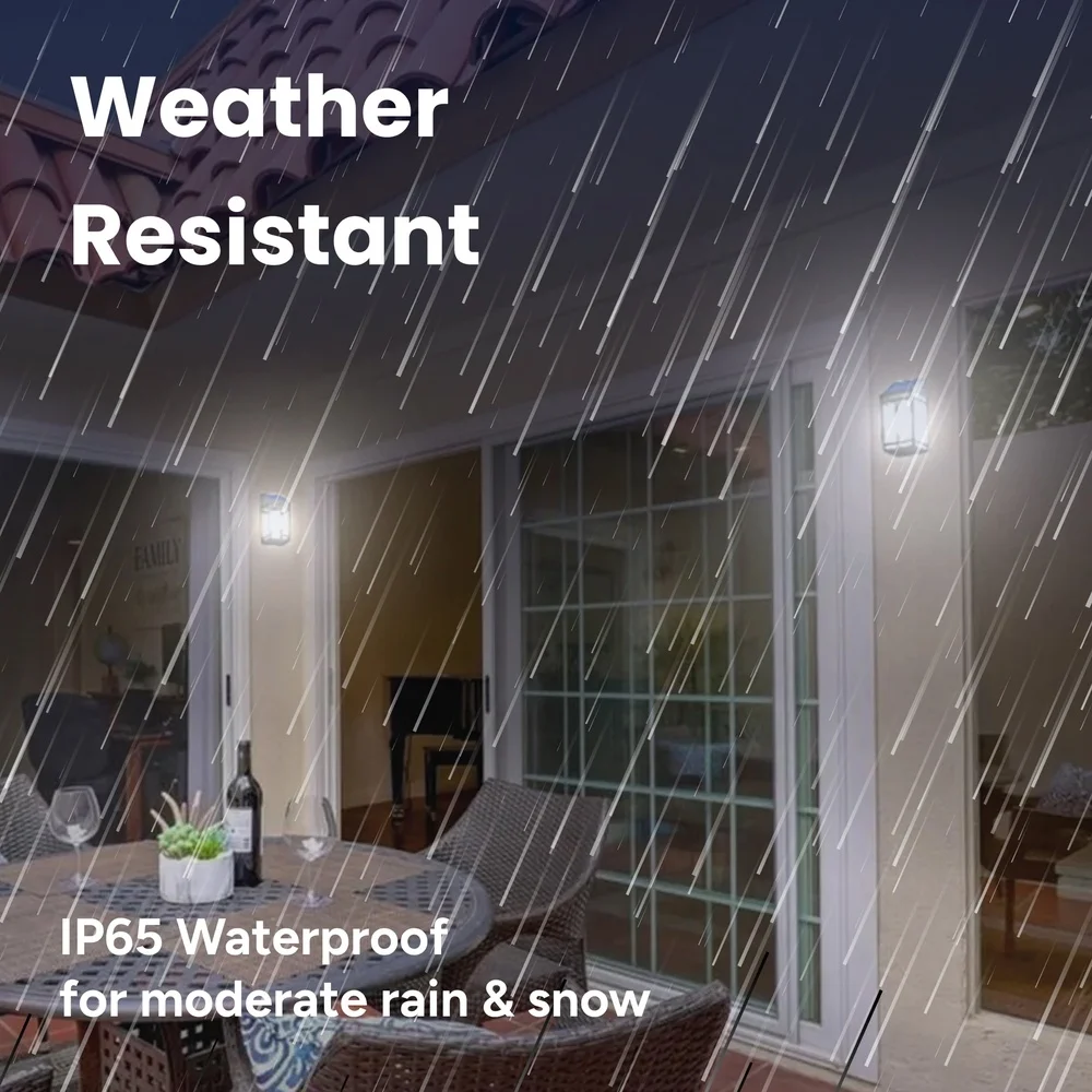 Solar LED Wall Lantern Waterproof Outdoor Light Amber White Light Solar Powered Easy Install Night Light Entrances Garden Decor 6