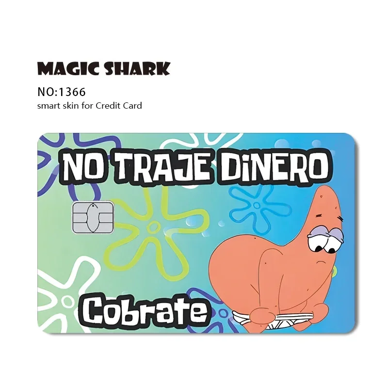 thumbnail image 1 of Pegatina de PVC con diseño de Bob Esponja, Patrick Star, Poker, Anmie, para tarjeta de crédito, débito, tarjeta bancaria, parte delantera, 1 of 5