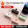 Mini Capsule Power Bank 10000mAh 2 IN 1 Built in Type-C Cable Large Capacity Fast Charging External Battery for IPhone Xiaomi 3