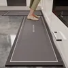 Kitchen Rug Anti-Slip Oil-Proof PVC Waterproof Floor Mat Modern Long Strip Home Decoration Carpet with Non-Skid Leather Design 3