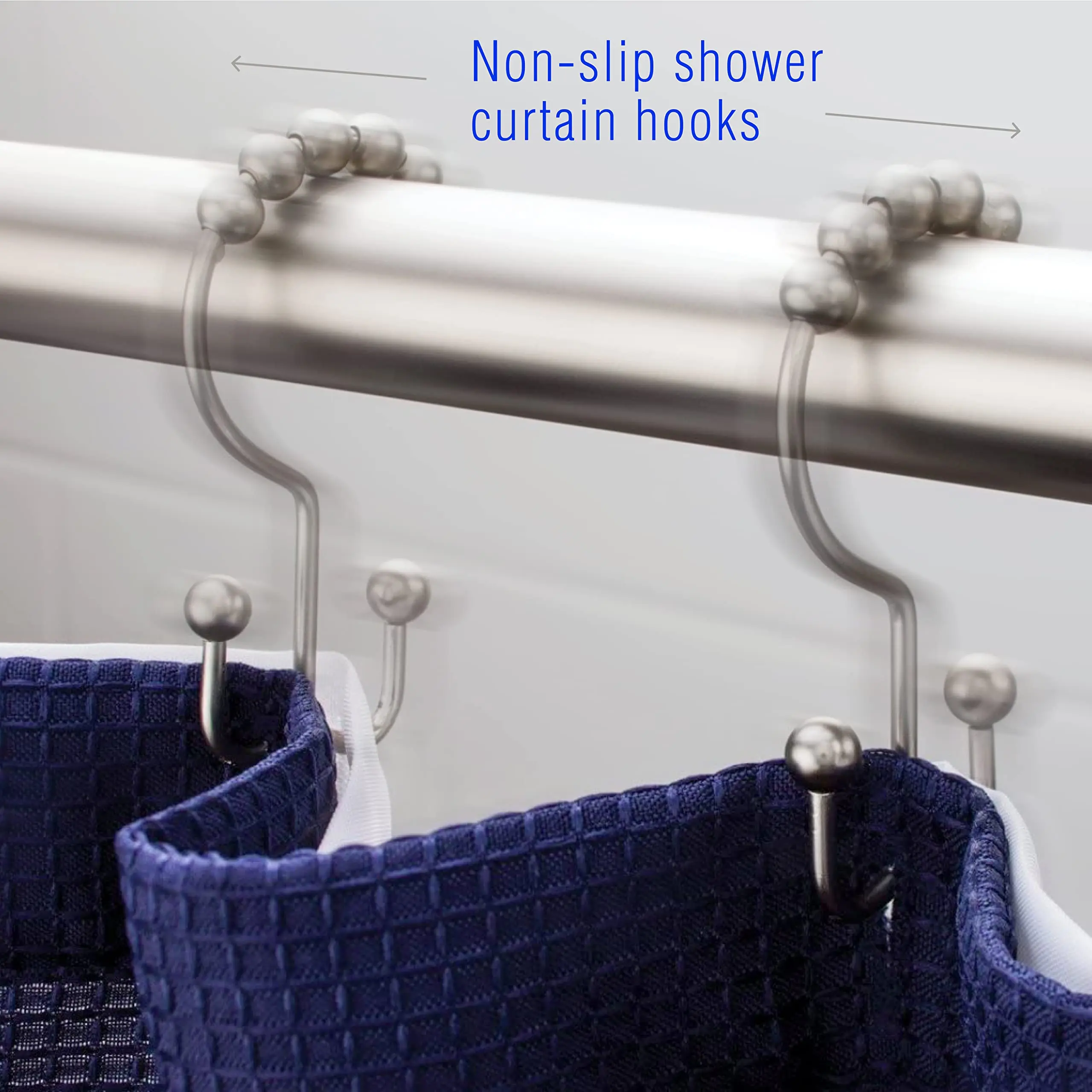 12 Pack Shower Curtain Hooks Shower Curtain Rings Rust Proof Metal Double Glide Hooks for Bathroom Rods Curtains