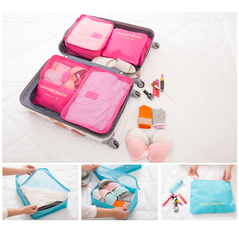 Ensemble De 6 Pièces Sac De Voyage Organisateur Couverture Chaussures Organisateurs Sac Vêtements Bagages Organisateur De Voyage Valise Pochette Emballage Cubes