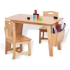 Kids Solid Wood Table and 2 Chair Set with Storage Desk and Chair Set for Children Toddler Activity Table (Solid Wood/Natural) 1