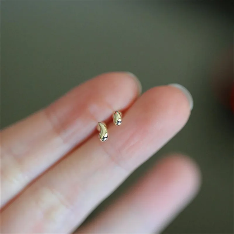 Elegant 14k Gold Plated Asymmetric Water Drop Stud Earrings