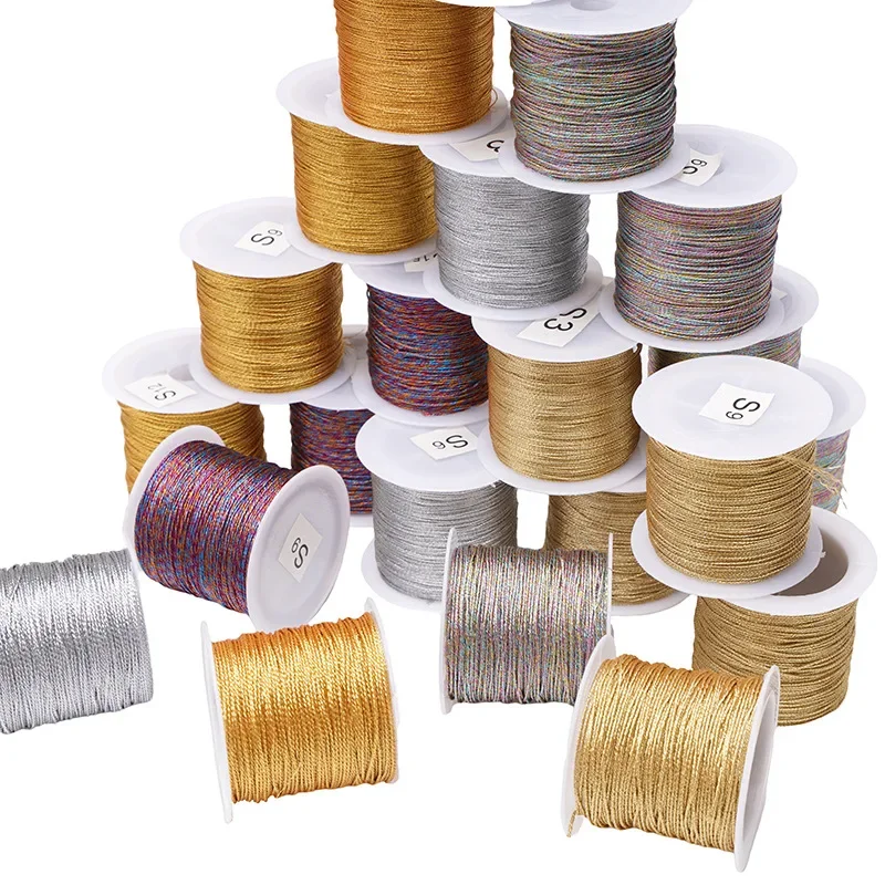 0.2mm-0.8mm Gold/Silver/Gradient Macrame Cord Thread Braided String for macrame cord