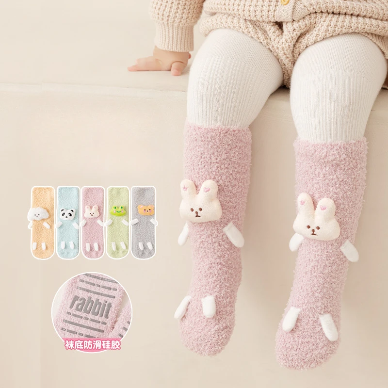 

Детские Оригинальные носки осень-зима новые корейские Мультяшные милые коралловые бархатные детские носки для пола Детские теплые носки