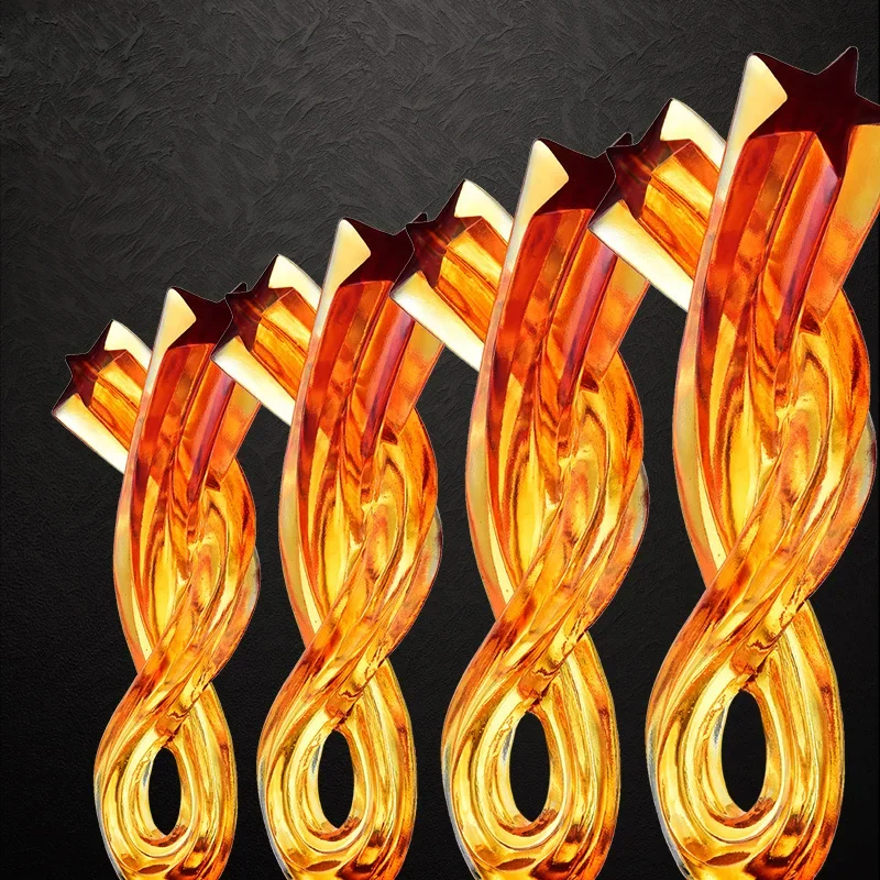 Custom Crystal Five-Pointed Star Glass Trophy, Creative Enterprise Honor Award, Home Decoration, Exquisite Glazed Trophy, 1Pc