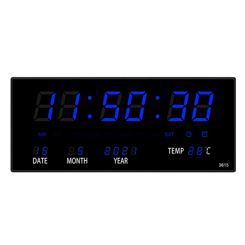 Luminous Electronic Wall Clock Alarm Hourly Chiming Temperature Calendar Table Clocks with EU/UK/US/AU Plug Digital LED Clocks