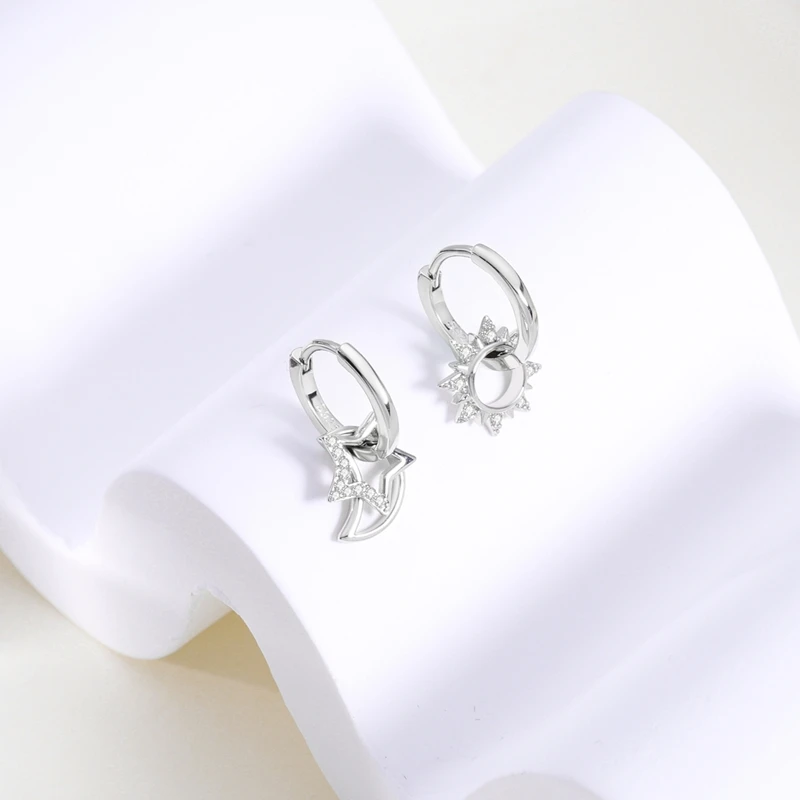 Ohrringe aus 925er-Sterlingsilber, einfache Herz- und Kreis-Ohrringe für Damen, Hochzeit, Verlobung, Party, feiner Ohrring, Schmuck, Geschenk – Detail 2
