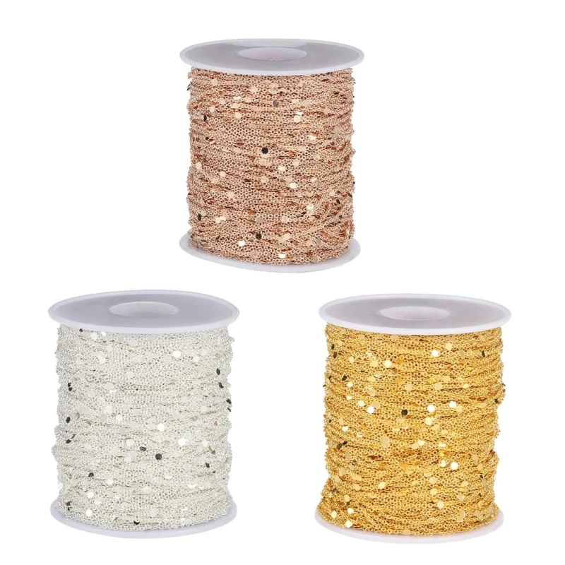 

2 м блестящая цепочка с блестками золотого и серебряного цвета металлические кабельные цепочки для изготовления ювелирных HXBA