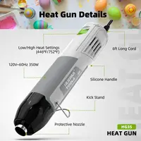 Huepar Tools 350W Heat Gun Electric Power Tool Hot Air Gun Temperature Gun with Supporting Seat Shrink Plastic DIY Craft Tool 2