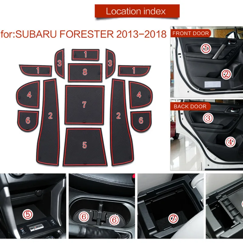 

Для Subaru FORESTER 2013-2018, подставка под чашку, коврик с желобом, дверной коврик, внутренний противоскользящий коврик, держатели, нескользящая подставка, автомобильные аксессуары