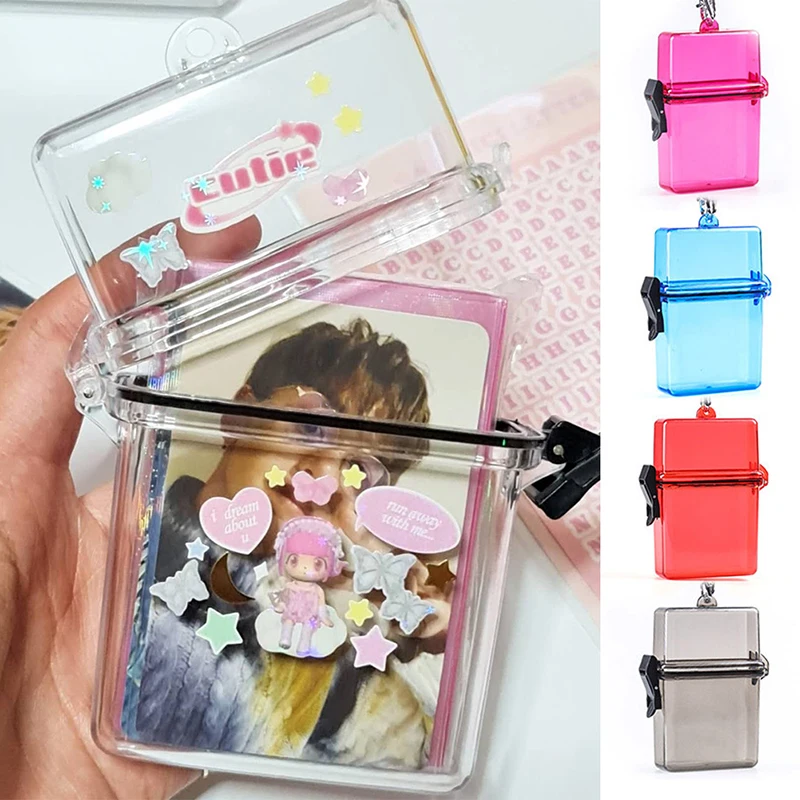

Ins Plastic Transparent Cigarette Case Box With Metal Chain Punk Hip Hop Hard Shell Waterproof Mobile Phone Bag Storage