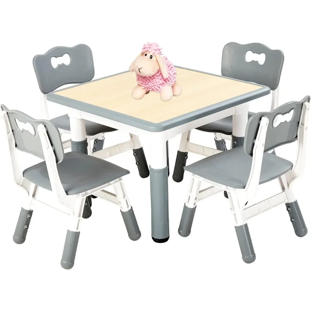 Height Adjustable Toddler Table and Chair Set for Ages 3-8 Children Tables & Sets Kids Table and 4 Chairs Set Children's tavolo per bambini de estudio mesinha and chair y silla kindertisch toddler adjustable for mesa infantil enfant study kids table