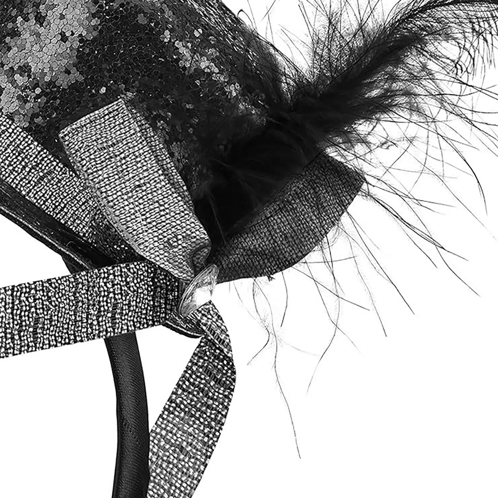 Fascinator Mini Top Stirnband Funkelnde Feder Schleife Hut Zirkus Zirkusdirektor Kleiner Haarreifen Halloween Karneval Kostümzubehör – Detail 12
