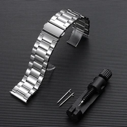 Premium Stainless Steel Watch Strap - Elegant 20mm/22mm Adjustable Bracelet - 22mm (Silver)
