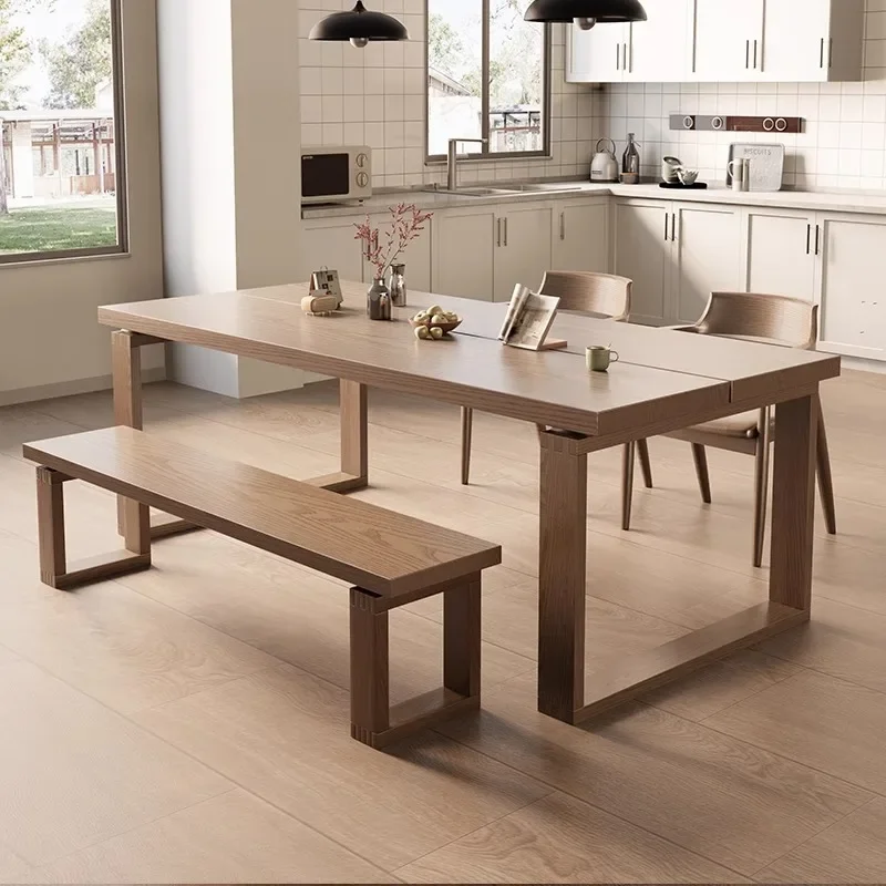 Ash wood Mobian dining table All solid wood Japanese log home eating table Living room large long desk workbench