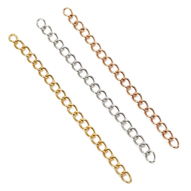 4x3mm 50pcs/lot 5 7cm Stainless Steel Bulk Necklace Extension Chain Tail  Extender Bracelet Chains for Jewelry Making Findings 