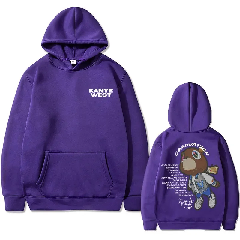 Rapper Kanye West Graduation Double Sided Print Hoodie Men Women Hip Hop Harajuku Oversized Sweatshirt Male Casual Streetwear