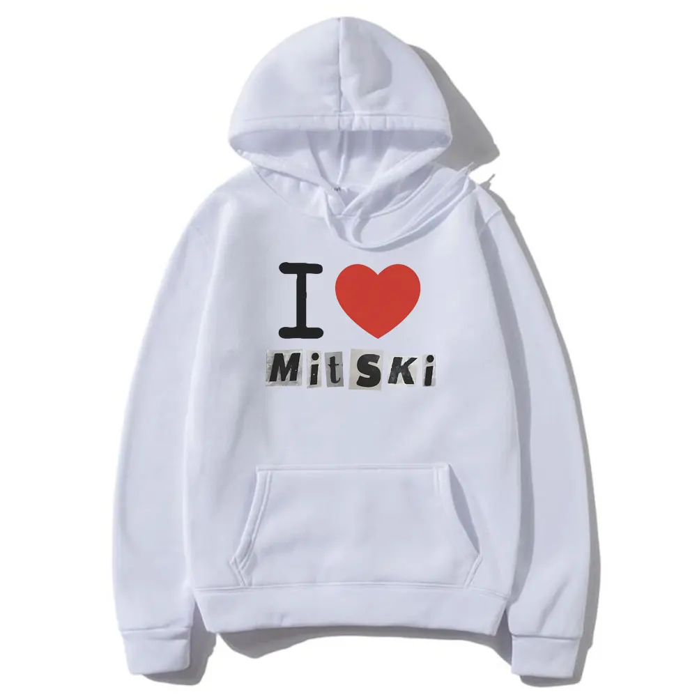 I Love Mitski Print Hoodie Men Women Fashion Casual Oversized Sweatshirt Unisex Fleece Cotton Hoodies Male Vintage Streetwear