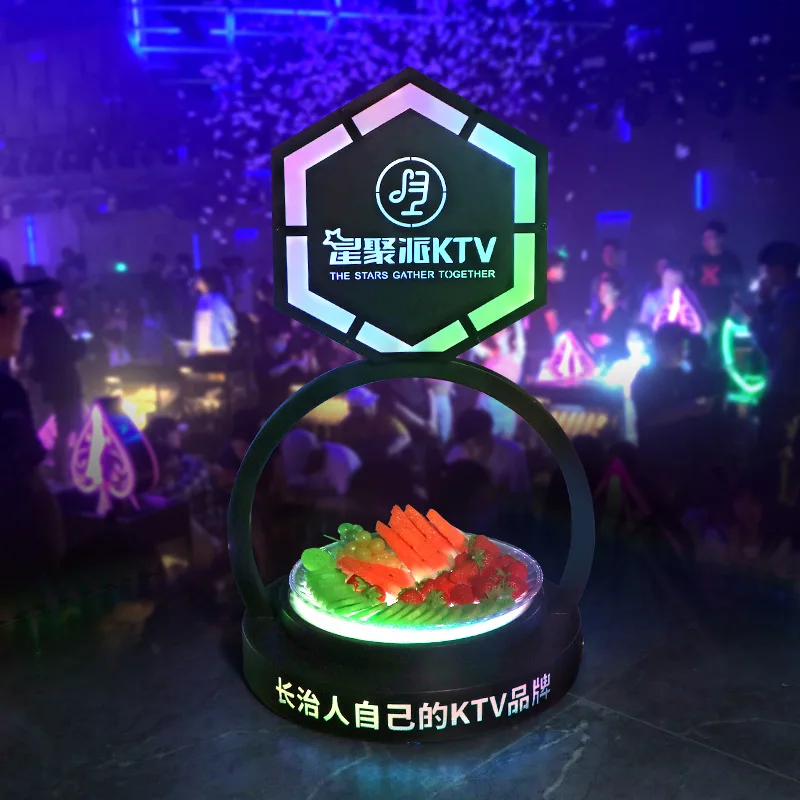 Bar creative personality diamond luminous iron fruit plate nightclub party restaurant club new snack plate rack