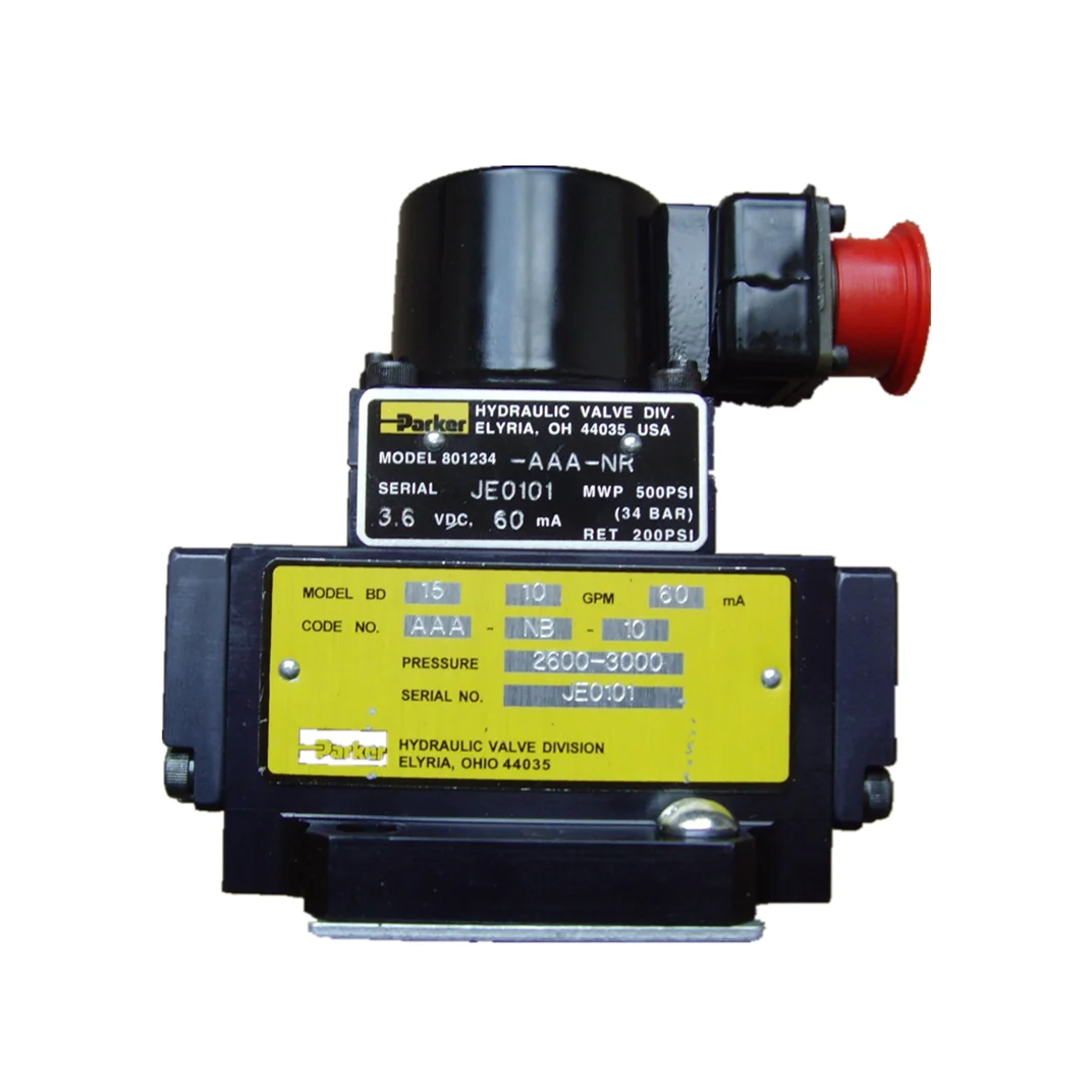 

Parker Proportional Pressure reducing pilot valve BD BD15 BD15AAANB10 BD15-AAA-NB-10 801234-AAA-NR BD15 10GPM 69MA Servo valve