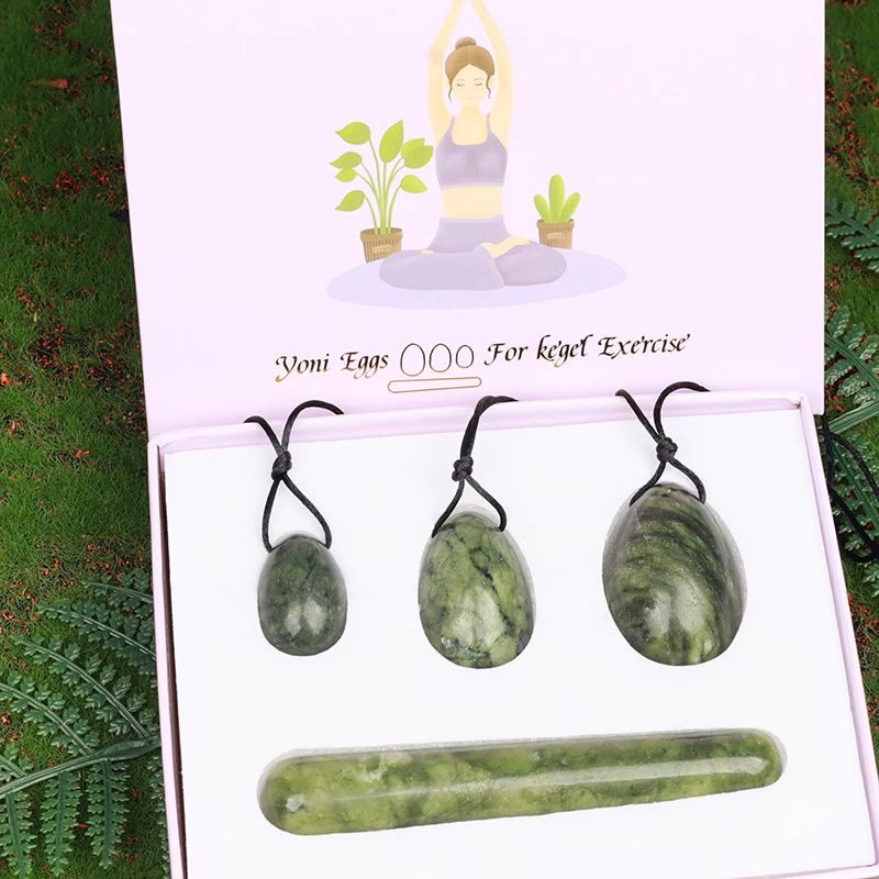 Massage Tool Drilled Helu Jade Egg Natural Stone Xiuyan Jade Massage Wand Yoni Ball Pelvic Kegel Exercise Tool Tightening Vaginal Muscle massage tool ball massager muscle massager