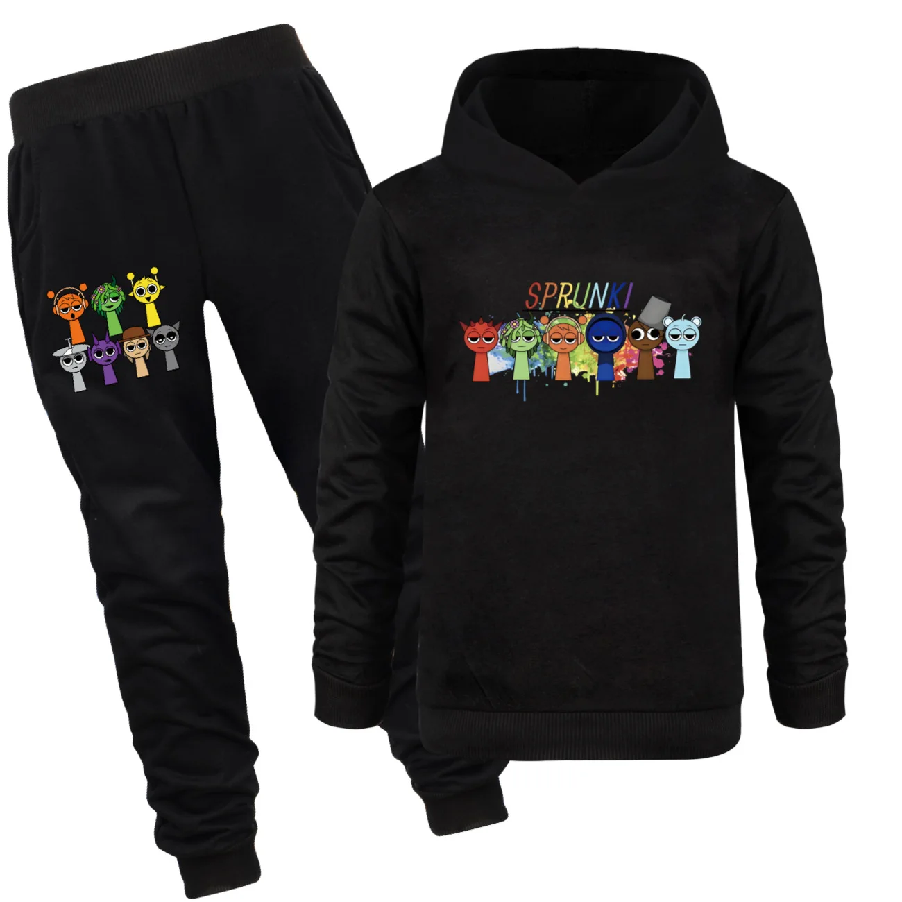 New Sprunki Clothes Set Kids Cartoon Incredibox Hoodie Boys Spring Fall Tracksui - Picture 16 of 24