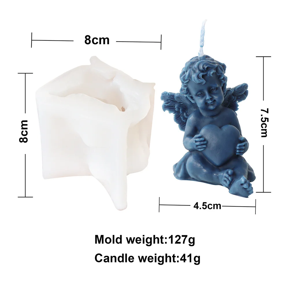 Lot De 5 Moules En Silicone 3D Forme Ange - Pour Bougies, Savon, Chocolat, Résine - Dimensions 4 à 6 Cm - Démoulage Facile, Lavable - DIY Créatif