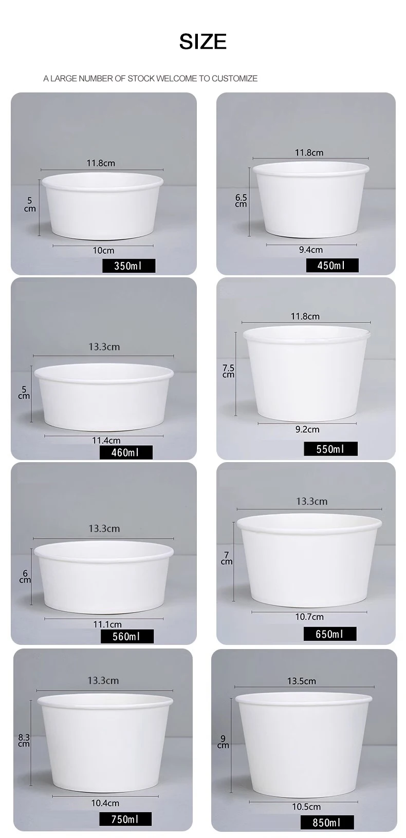 50Pcs Disposable Paper Bowls Eco-Friendly Round Food Containers with Lids, Takeaway Sal... - SKU DPB01501 - UGI Packaging