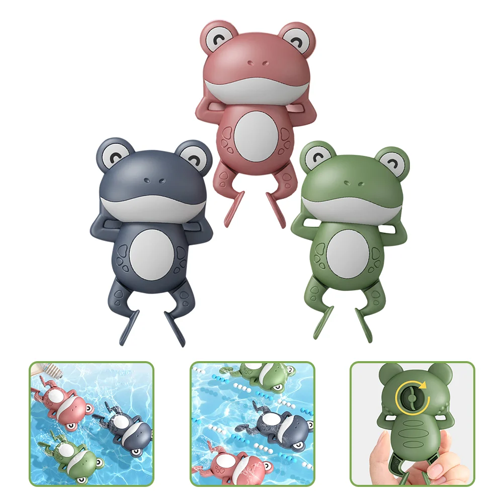 

3 Pcs Baby Bath Toys Clockwork Backstroke Frog Bathtub Wind up Take Floating Pool Toddler