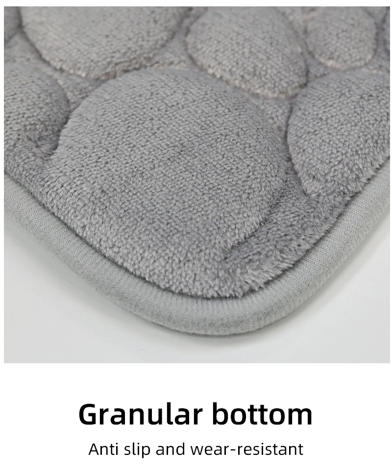 Bestickte Kieselstein-Korallenvelours-Bodenmatte, Badezimmerteppich, U-förmige Schwamm-Absorbiermatte, Fußmatte, Türmatte, Zweiteiliges Set – Detail 11