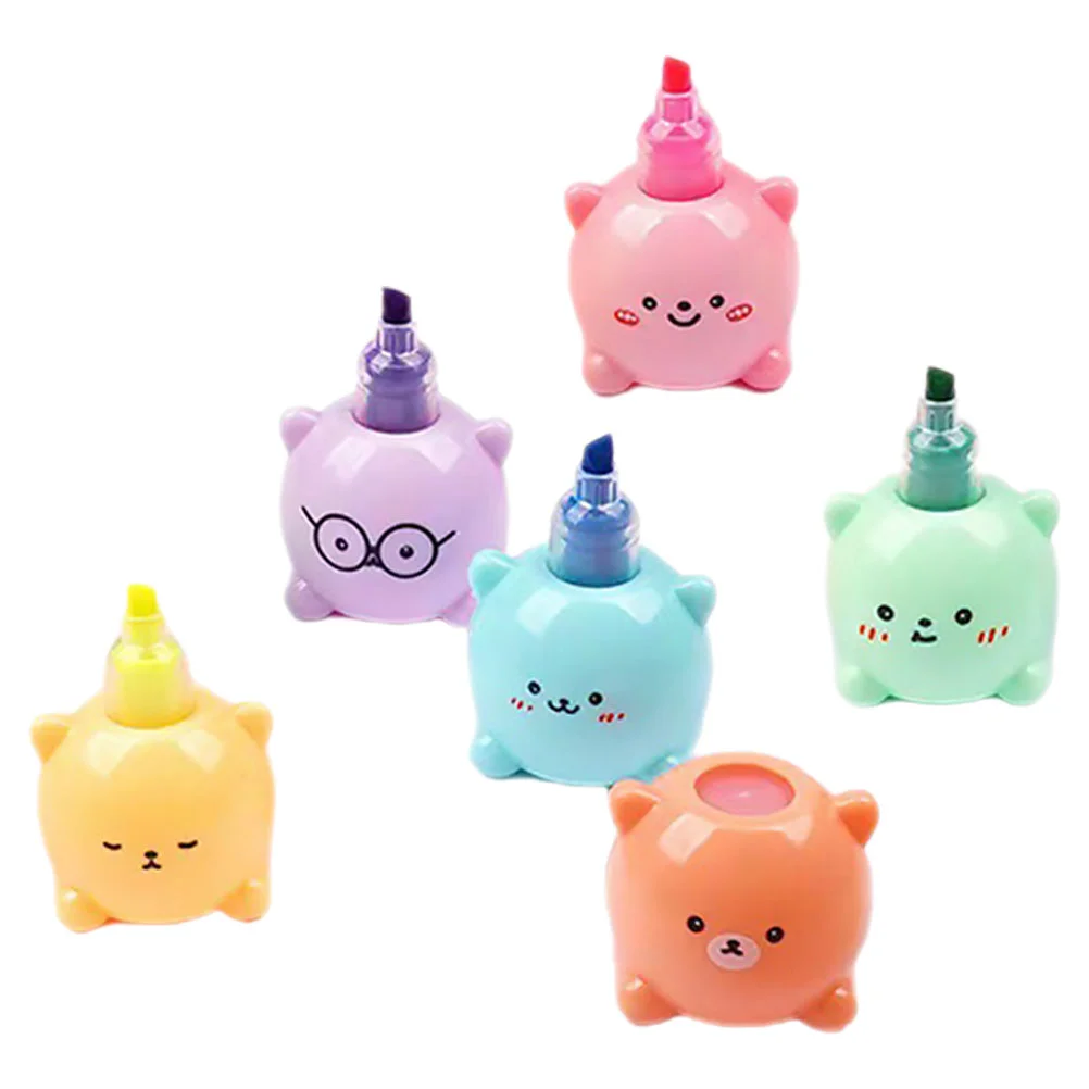 귀여운 곰 하이라이터, 휴대용 스크랩북 마커, 다기능 마킹 펜, 북마크 학생