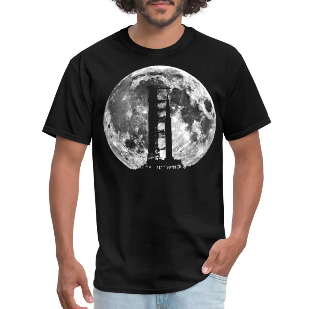 Saturn V Rocket Moon Landing T-Shirt Da Uomo